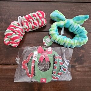 Ashland Christmas Hair Set - Plush Headband, Wrist Bands & 2 x Claw Clips NEW